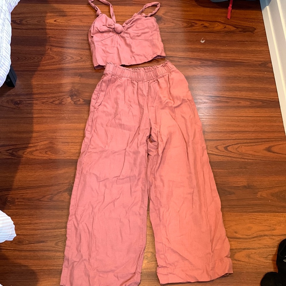 Dusty rose linen matching set size small